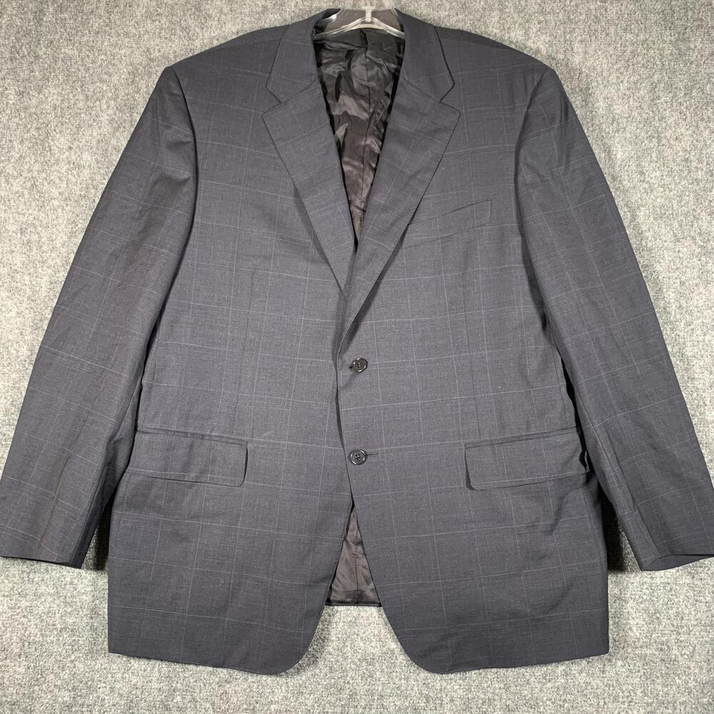 Canali Suit Jacket Mens EU 58 Gray Check Wool Stretch 2 Button Blazer Italy